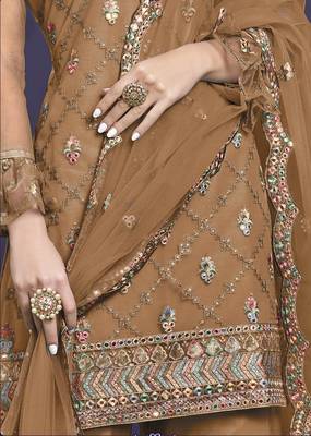 Brown embroidered net salwar 2