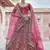 Pink Heavy embroidery with Hand Worked Pure velvet semi stitched lehenga
