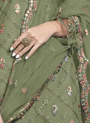 Green embroidered net salwar 2