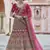 Pink Heavy embroidery with Hand Worked Pure velvet semi stitched lehenga