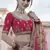 Pink Heavy embroidery with Hand Worked Pure velvet semi stitched lehenga