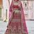 Pink embroidered velvet semi stitched lehenga