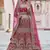 Pink embroidered velvet semi stitched lehenga