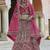Pink Heavy embroidery with Hand Worked Pure velvet semi stitched lehenga