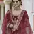 Maroon embroidered velvet semi stitched lehenga