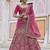 Pink Heavy embroidery with Hand Worked Pure velvet semi stitched lehenga
