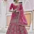Pink Heavy embroidery with Hand Worked Pure velvet semi stitched lehenga
