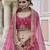 Benignant Pink hand work and heavy embroidered velvet Semi Stitched wedding Lehenga