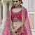 Pink Heavy embroidery with Hand Worked Pure velvet semi stitched lehenga