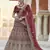 Maroon Heavy embroidery with Hand Worked Pure velvet semi stitched lehenga