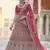 Pink Heavy embroidery with Hand Worked Pure velvet semi stitched lehenga