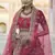 Pink Heavy embroidery with Hand Worked Pure velvet semi stitched lehenga