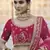 Pink Heavy embroidery with Hand Worked Pure velvet semi stitched lehenga