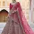 Pink Heavy embroidery with Hand Worked Pure velvet semi stitched lehenga