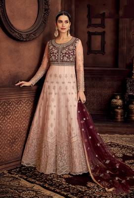 Baby-pink embroidered net salwar 1