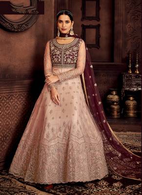 Baby-pink embroidered net salwar 2