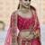 Glamorous Pink hand work and heavy embroidered velvet Semi Stitched wedding Lehenga