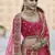 Pink Heavy embroidery with Hand Worked Pure velvet semi stitched lehenga