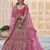 Pink embroidered velvet semi stitched lehenga