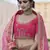 Pink embroidered velvet semi stitched lehenga