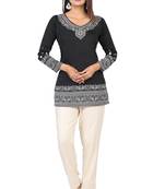 Black printed crepe short-kurtis