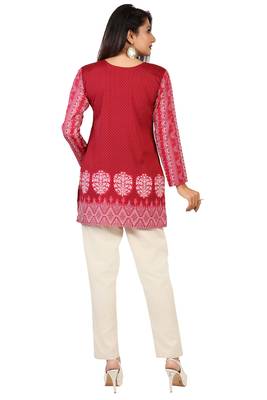 Pink printed crepe short-kurtis 2