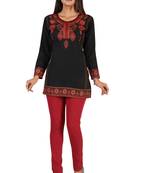 Black printed crepe short-kurtis