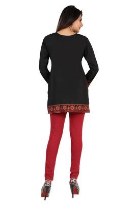 Black printed crepe short-kurtis 2