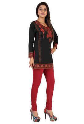 Black printed crepe short-kurtis 3