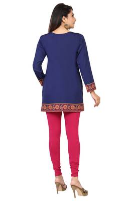 Navy-blue printed crepe short-kurtis 2