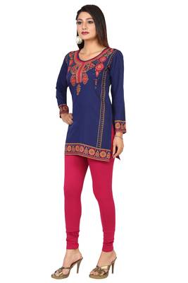 Navy-blue printed crepe short-kurtis 4