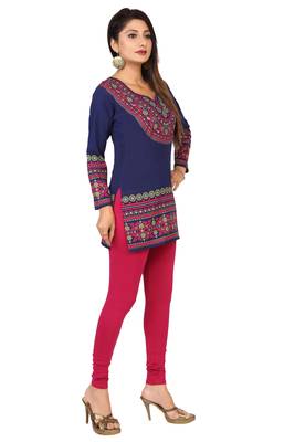 Navy-blue printed crepe short-kurtis 4