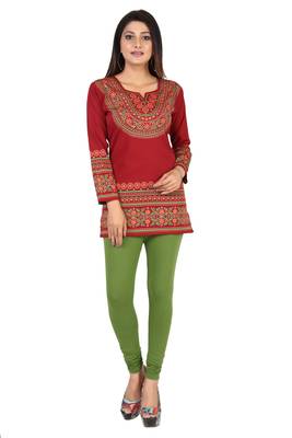Maroon printed crepe short-kurtis 1