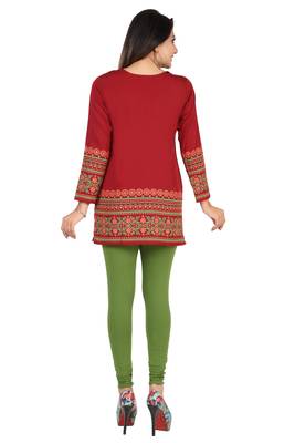 Maroon printed crepe short-kurtis 2