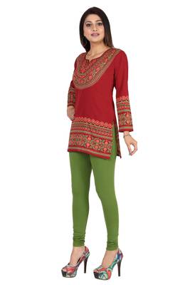 Maroon printed crepe short-kurtis 3