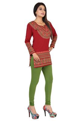 Maroon printed crepe short-kurtis 4