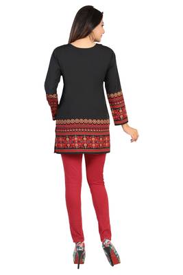 Black printed crepe short-kurtis 2