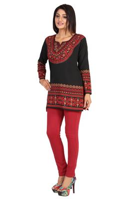 Black printed crepe short-kurtis 3