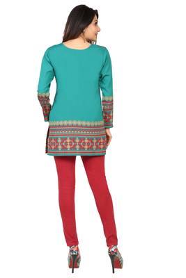 Green printed crepe short-kurtis 2