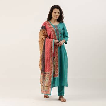 Blue embroidered silk blend salwar 1