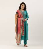 Blue embroidered silk blend salwar