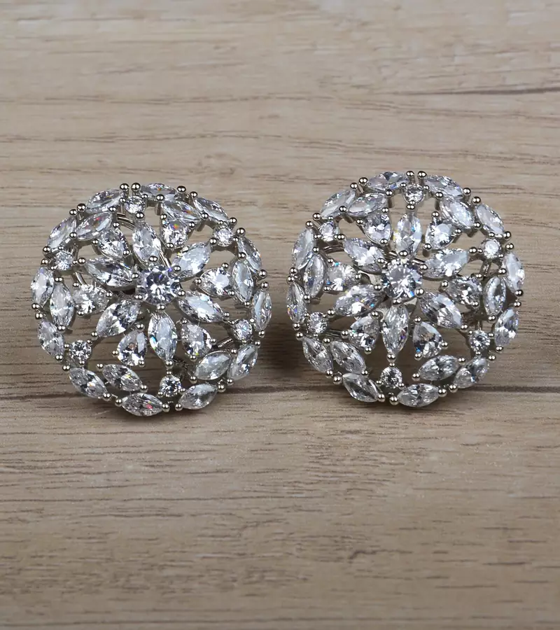 Rhodium Plated CZ Embellished American Diamond Earrings 216ED624