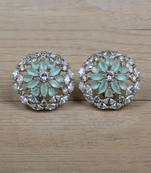 Rhodium Plated Mint Embellished American Diamond Earrings 216ED625