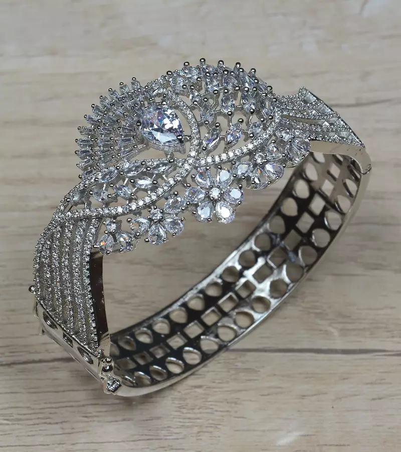 Rhodium Plated CZ Embellished American Diamond Bracelet BD599