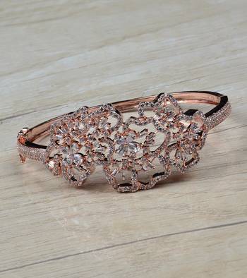 Rose gold plated cz embellished american diamond bracelet bd603 1