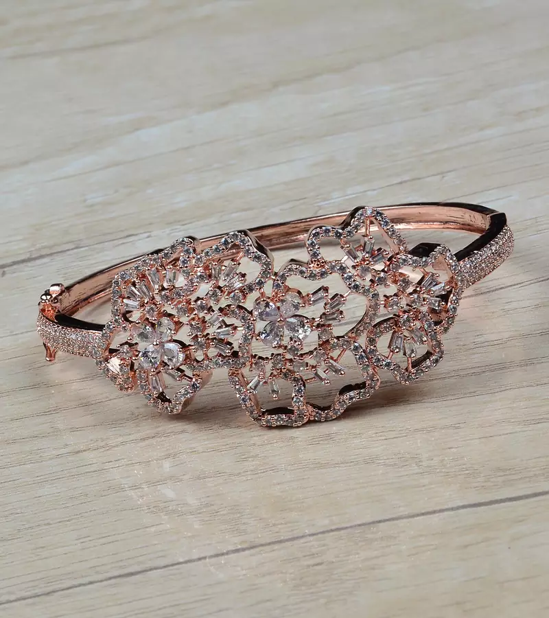 Rose Gold Plated CZ Embellished American Diamond Bracelet BD603