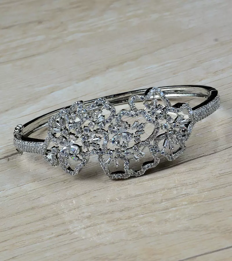 Rhodium Plated CZ Embellished American Diamond Bracelet BD604
