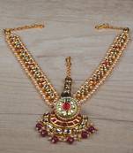 Ruby and Kundan Embellished Designer Matha Patti Tikka 216ED617