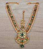Emerald and Kundan Embellished Designer Matha Patti Tikka 216ED618