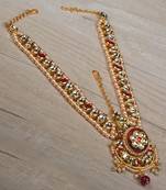 Ruby and Kundan Embellished Designer Matha Patti Tikka 216ED619